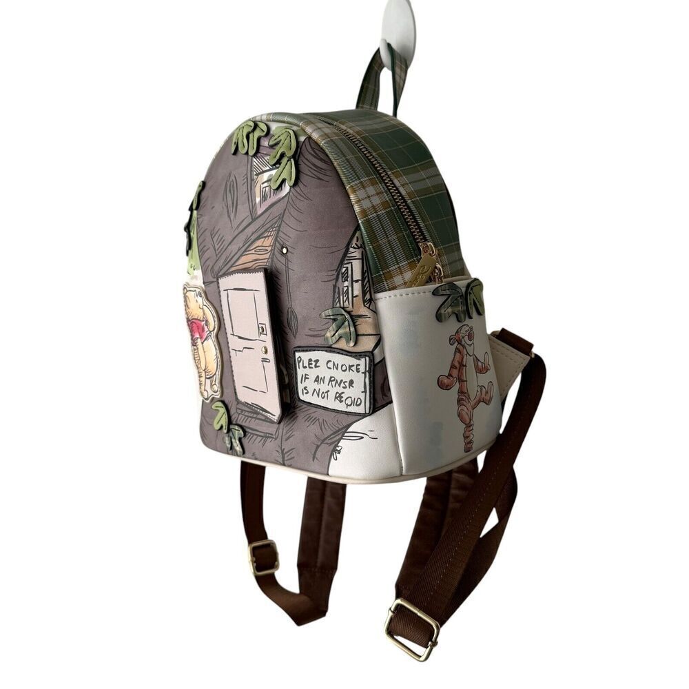 Disney Backpack Winnie the Pooh Danielle Nicole Owl's House Door Plaid Mini - Picture 5 of 11